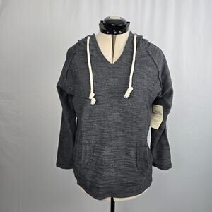 Trade Heritage Hooded Sweatshirt Women's S Charcoal Raw Hems Pullover NWT